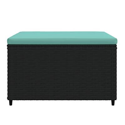 Voetensteunen 2 st met kussens poly rattan zwart - thumbnail