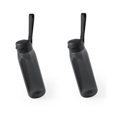 Set van 2x stuks drinkfles/waterfles/sport bidon zwart kunststof 820 ml - Drinkflessen Set van 2x stuks drinkfles/waterfles/sport bidon zwart kunststof 820 ml - Drinkflessen