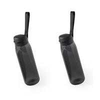 Set van 2x stuks drinkfles/waterfles/sport bidon zwart kunststof 820 ml - Drinkflessen - thumbnail