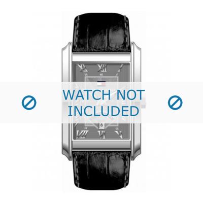 Tommy Hilfiger horlogeband TH-17-1-14-0631 / TH679300840 Croco leder Zwart 22mm + zwart stiksel Tommy Hilfiger horlogeband TH-17-1-14-0631 / TH679300840 Croco leder Zwart 22mm + zwart stiksel