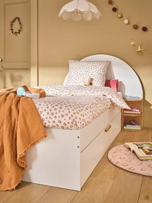 Kinderbed 90x190cm met opbergruimtes + omkeerbaar nachttafel Japi wit