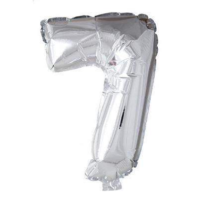 Globos Folie ballon nummer &apos;7&apos; zilver 40cm