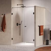 BRAUER Void Carving nisdeur 2-delig helder glas 140x200 omkeerbaar met draaideur 70 aan muur incl. glascoating PVD gunmetal geborsteld - thumbnail