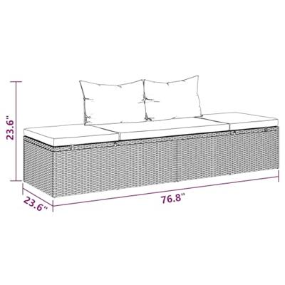 Tuinbed 195x60 cm poly rattan grijs Tuinbed 195x60 cm poly rattan grijs