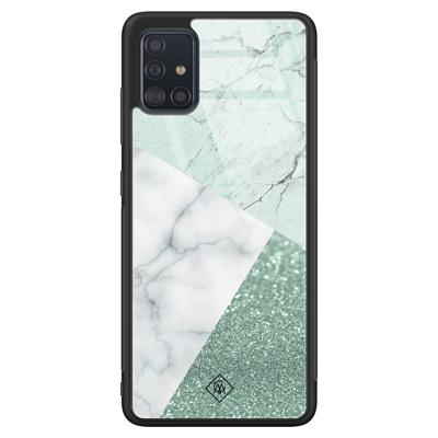 Samsung Galaxy A71 glazen hardcase - Minty marmer collage Samsung Galaxy A71 glazen hardcase - Minty marmer collage
