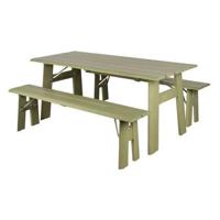 Zuiver Inklapbare Picknickset 'Avenue' Met tuintafel en 2 tuinbanken, kleur Desert Sage - thumbnail