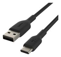 Belkin BoostCharge gevlochten USB-C-kabel, USB-C/USB-A kabel, USB Type-C-kabel, oplader kabel voor iPhone 15, Plus, Pro, Pro Max, Samsung Galaxy S24, Pixel, iPad, Nintendo Switch, meer, 3 m, zwart - thumbnail