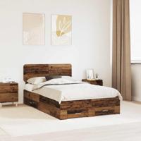 Bedframe met hoofdeinde Oudhout 120 x 200 cm Bewerkt hout - thumbnail