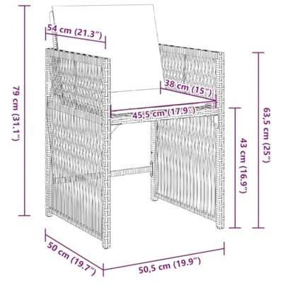Tuinstoelen 4 st met kussens poly rattan zwart - thumbnail