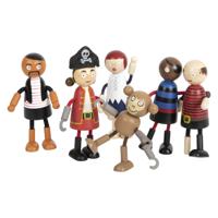 Small Foot - houten poppetjes piraat buigbaar, 6st. - thumbnail