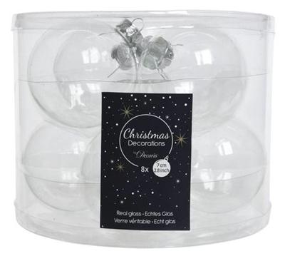 Decoris kerstballen glas 8st transparant 7cm