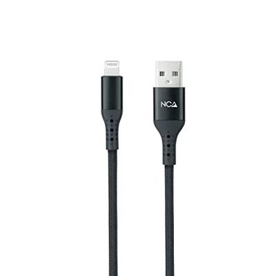 NANOCABLE 10.10.0401-COBK USB-2.0-kabel, compatibel met Apple-apparaten, mesh, zwart, 1 m