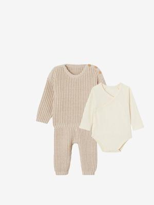 Baby geboorteset met 3 items gemêleerd beige Baby geboorteset met 3 items gemêleerd beige