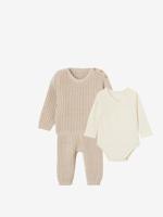 Baby geboorteset met 3 items gemêleerd beige - thumbnail