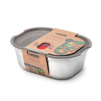 Zwart+Blum Stalen Voedseldoos Groot - 206x159x79mm - Grijs/Rood - thumbnail