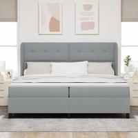 Boxspringbed met matras stof lichtgrijs 200x200 cm - thumbnail