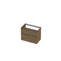 INK - Onderkast 2 Laden Greeploos Hout Decor met Houten Keerlijst A-symmetrisch - 800x450x650 Mm - Naturel Eiken - thumbnail
