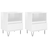 Nachtkastjes 2 st 40x35x50 cm bewerkt hout hoogglans wit - thumbnail