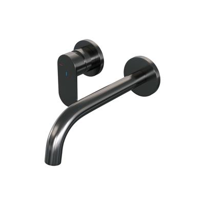 Gunmetal Edition inbouw wastafelmengkraan met gebogen uitloop, rozetten - C2 gunmetal geborsteld PVD