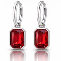 Cilla Jewels Oorringen Zilverkleurig Rood Kristal - thumbnail