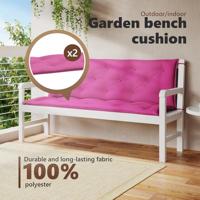 VidaXL Tuinbankkussens 2 st 150x50x7 cm stof roze - thumbnail
