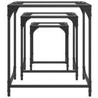3-delige Tafeltjesset met transparant glazen blad staal - thumbnail