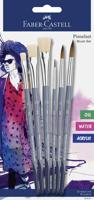 Faber Castell Penselenset - 6 stuks - 3x plat, 3x rond - thumbnail