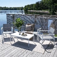 Nohr Loungeset 'Erikka' Met bank, 2 loungestoelen en tafel, kleur Wit/Grijs - thumbnail