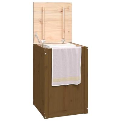 Wasmand 44x44x66 cm massief grenenhout honingbruin