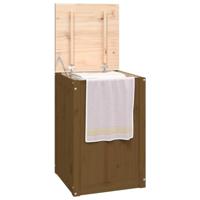 Wasmand 44x44x66 cm massief grenenhout honingbruin - thumbnail