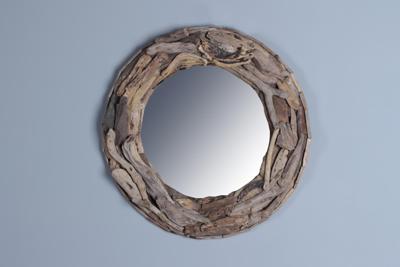 Spiegel drijfhout diameter 60 cm.
