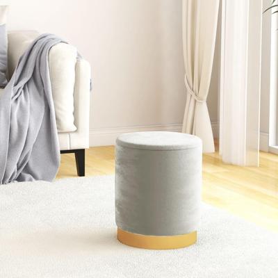 Hocker met opbergruimte rond fluweel lichtgrijs Hocker met opbergruimte rond fluweel lichtgrijs