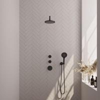 Brauer Black Edition Thermostatische Regendoucheset Inbouw - Hoofddouche 20 cm - Gebogen Wandarm - Handdouche 3 Standen - Doucheslang - Wandaansluitbocht - Mat Zwart - thumbnail