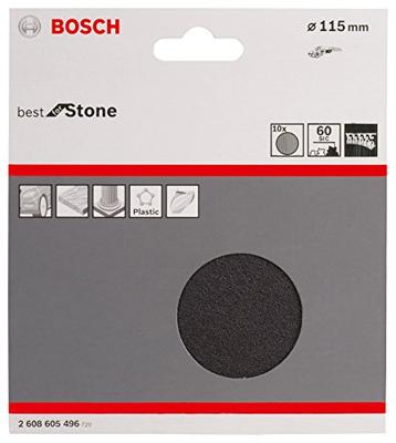 Bosch Accessories 2608605496 Schuurpapier voor schuurschijf Met klittenband, Ongeperforeerd Korrelgrootte (num) 60 (Ø) 115 mm 10 stuk(s)
