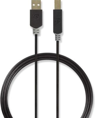 Kabel USB 2.0 | A male - B male | 3,0 m | Antraciet