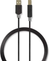 Kabel USB 2.0 | A male - B male | 3,0 m | Antraciet - thumbnail