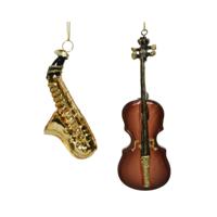 Decoris Kersthanger glas muziekinstrument 3x12cm - 1 stuk - thumbnail
