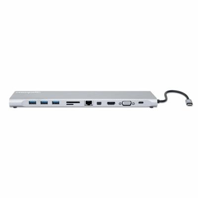 Manhattan 130578 USB-C dockingstation Geschikt voor merk (dockingstation): Universeel Incl. laadfunctie, Geïntegreerde kaartlezer, USB-C Power Delivery - thumbnail