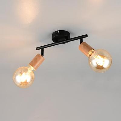 Trio PlafondlampLamego dubbel zwart met hout - R86682035