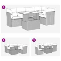 6-delige Loungeset met kussens poly rattan acacia grijs - thumbnail