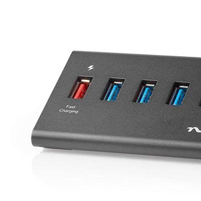 Nedis USB hub met 5 poorten - USB3.0 - Quick Charge 3.0 - externe 12V voeding / zwart - 1 meter