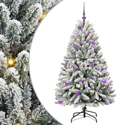 Kunstkerstboom met 150 LED Groen en Wit 150 cm PVC en Metaal
