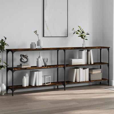 Wandtafel 200x29x75 cm bewerkt hout gerookt eikenkleurig
