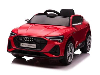 Audi e-tron, 12-volt elektrische kinderauto met rubberen banden, lederen zitje en meer