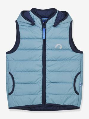 Lichtgewicht gewatteerd kindervest VANULI FINKID, zip-in binnenjas grijsblauw