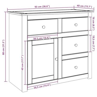 Dressoir met lades Panama 93x40x80 cm massief grenenhout Dressoir met lades Panama 93x40x80 cm massief grenenhout