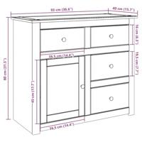 Dressoir met lades Panama 93x40x80 cm massief grenenhout - thumbnail
