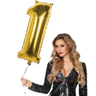 Gouden Folieballon Cijfer 1 - 86 cm