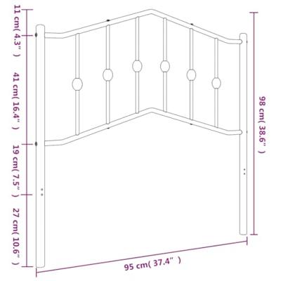 Hoofdbord 90 cm metaal zwart