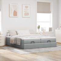 Ottoman bed met matrassen 200x200cm stof lichtgrijs - thumbnail